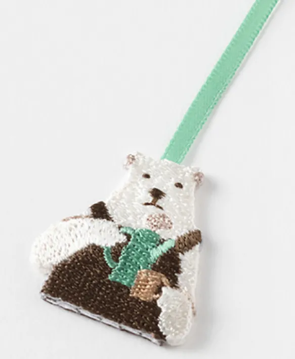Embroidered Bookmark with Clip: Polar Bear