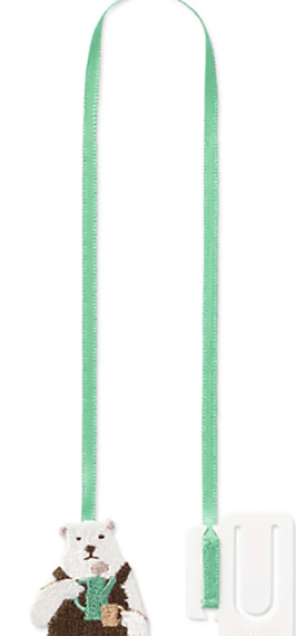 Embroidered Bookmark with Clip: Polar Bear