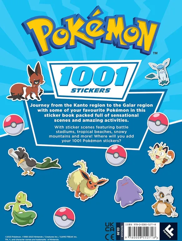 Pokémon: 1001 Stickers. Explore Regions From Kanto to Galar
